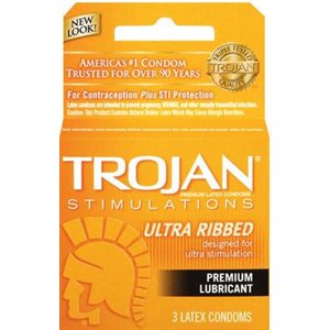 TROJAN GOLD RIBBED 3PK