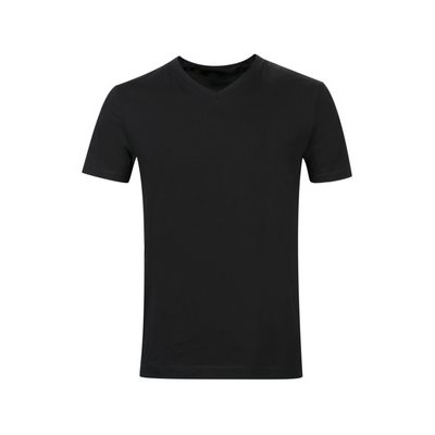 T-SHIRT BLACK V-NECK L 6CT