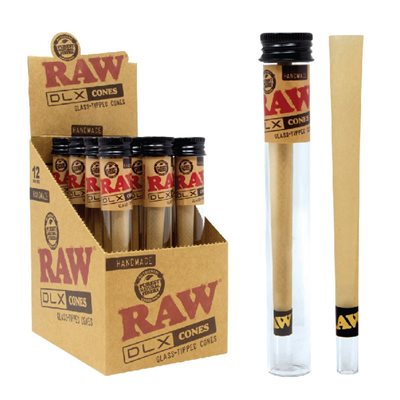 RAW DELUXE GLASS TIP CONES DISP 12CT