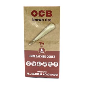 OCB BROWN RICE CONE 1 1 / 4 6PK 24CT